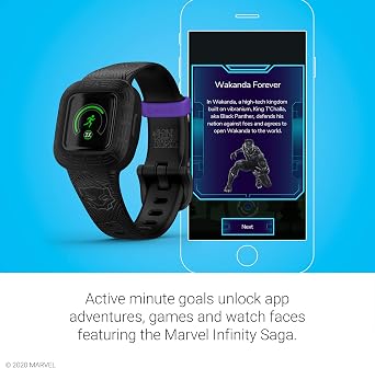 Garmin vivofit jr. 3, Fitness Tracker for Kids, Swim-Friendly, Up to 1-Year Battery Life, Marvel Black Panther