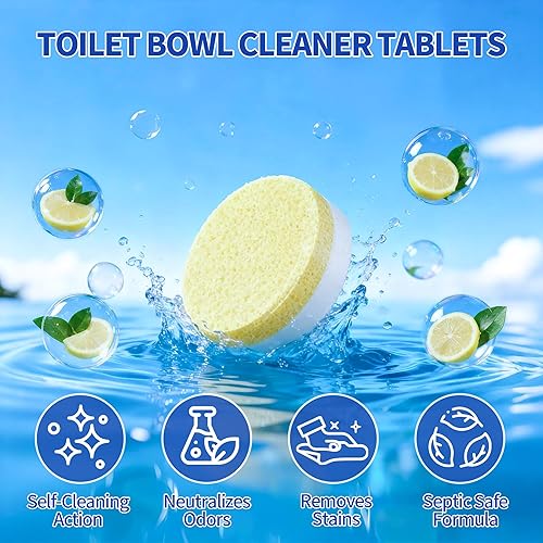 Miniatura 4 de Maebho Tabletas limpiadoras de inodoro, paquete de 24 unidades, potente eliminación de manchas, seguro para sépticos, aroma a limón, sin productos