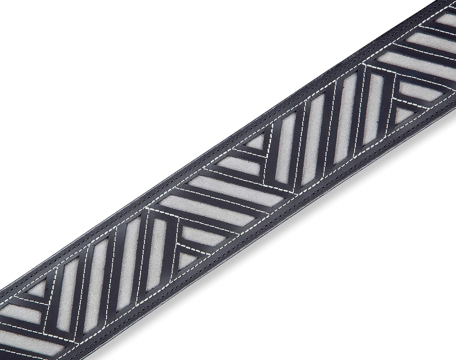 Levy's Leathers 2.5" Chrome-Tan Leather Guitar Strap Diamond Cut Out Design; Black and Grey (MC317DCO-BLK_GRY)