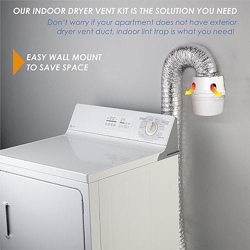 Miniatura 2 de RAVEN Kit de ventilación para secadora interior con cubo de trampa de pelusa y conducto de papel de aluminio de 4 pies