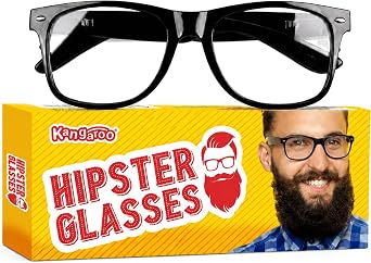 Kangaroo Black Hipster Fake Glasses Nerd Costume Glasses for Cosplay