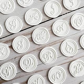Wax Seal Stickers - White Bold Calligraphy Wedding Invitation Envelope Seal Stickers, Initial Alphabet Self-Adhesive Peel & Stick Stickers for Wedding Invitation (50, R)