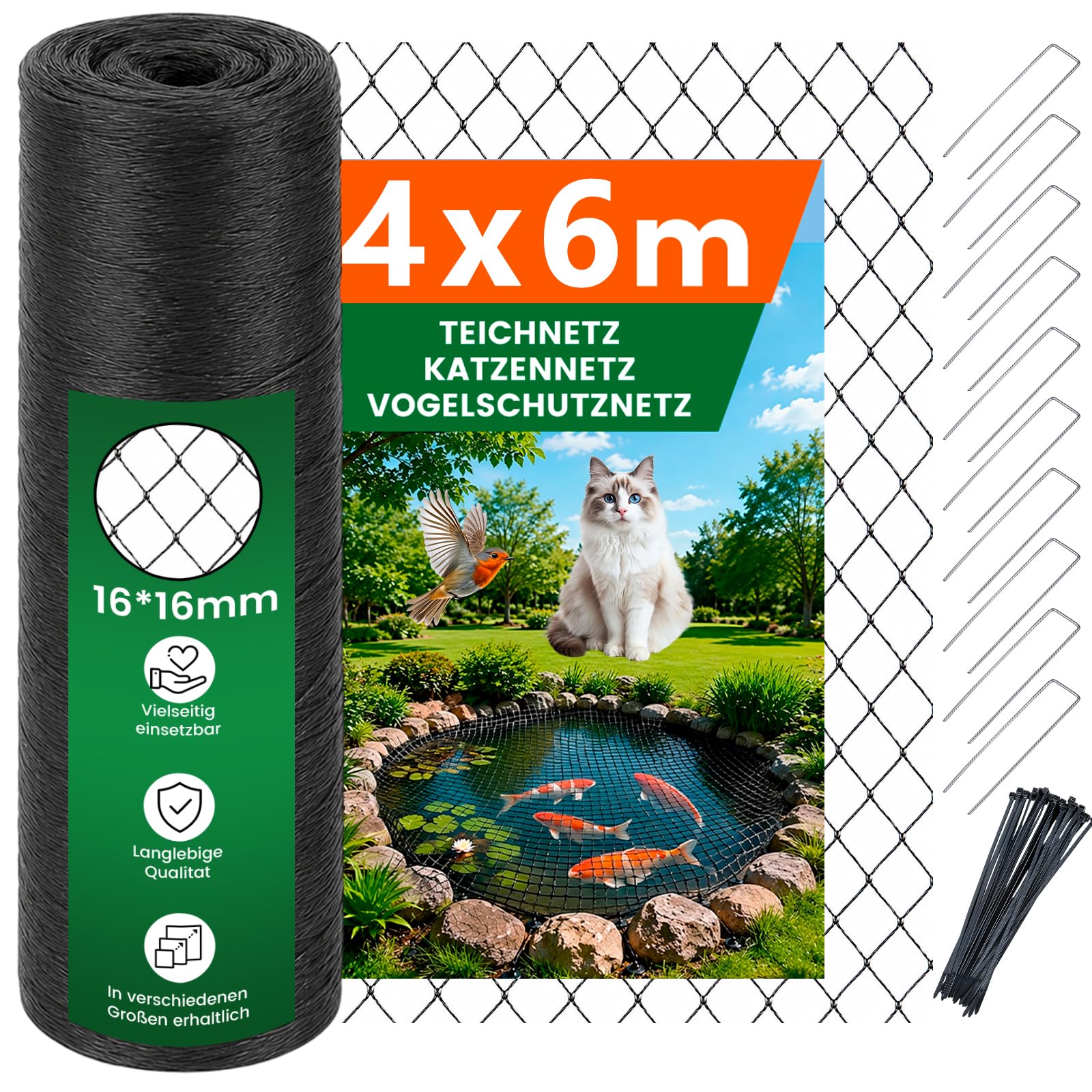 Pond Net - 4x6m, Bird Protection Net, Cat Net For Balcony, Weatherproof — image 1
