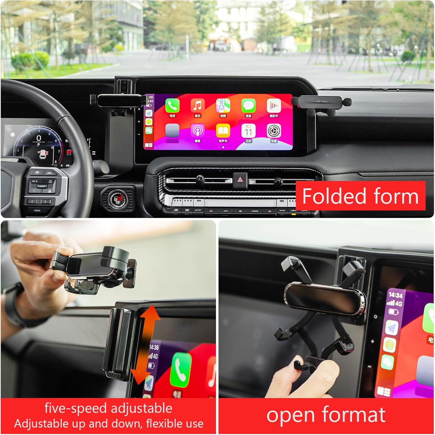 Car Cell Phone Holder for 2024-2025 2026 Toyota Land Cruiser 250 1958 Prado LC250 J250 Dash Storage Organizer Organizer Screen Fixed Cell Phone Holder Interior Tuning Accessories