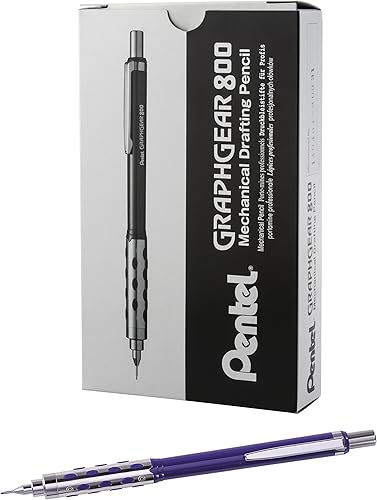 Pentel GraphGear 800 - Lápiz de dibujo mecánico (0.028 in), barril azul, paquete de 12 (PG807C)
