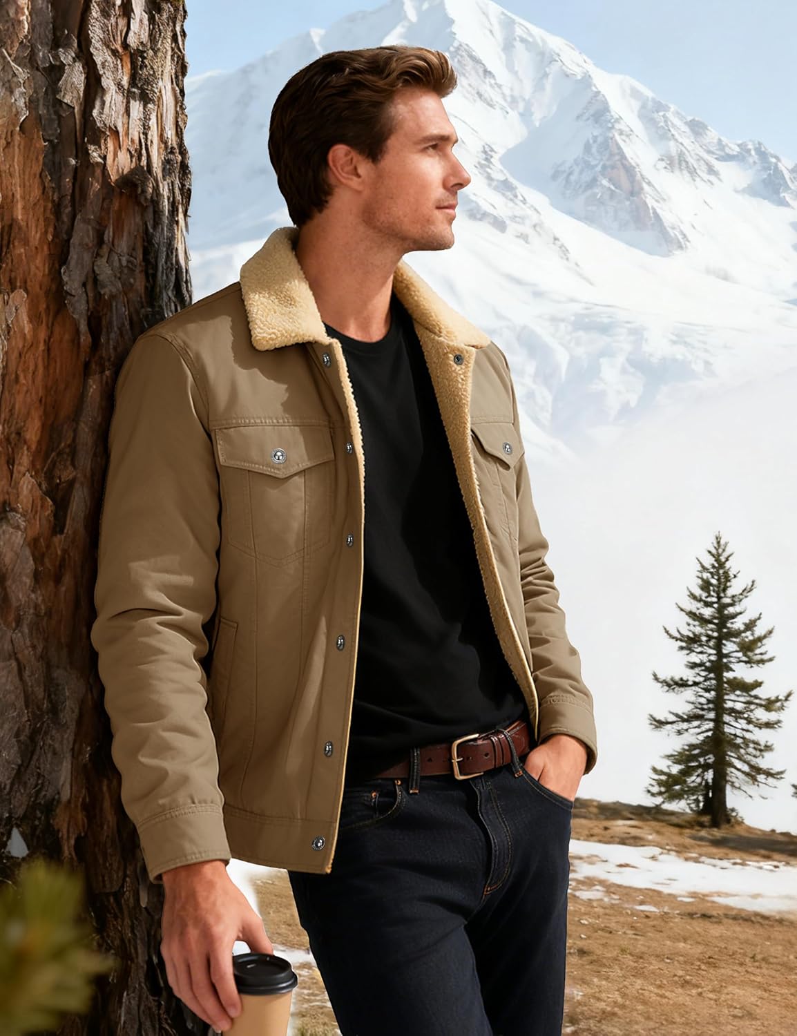 MAGCOMSEN Winter Jackets for Men Thick Thermal Fleece Lined Coats Warm Cotton Sherpa Jacket Work Cargo Multi Pockets - Image 3