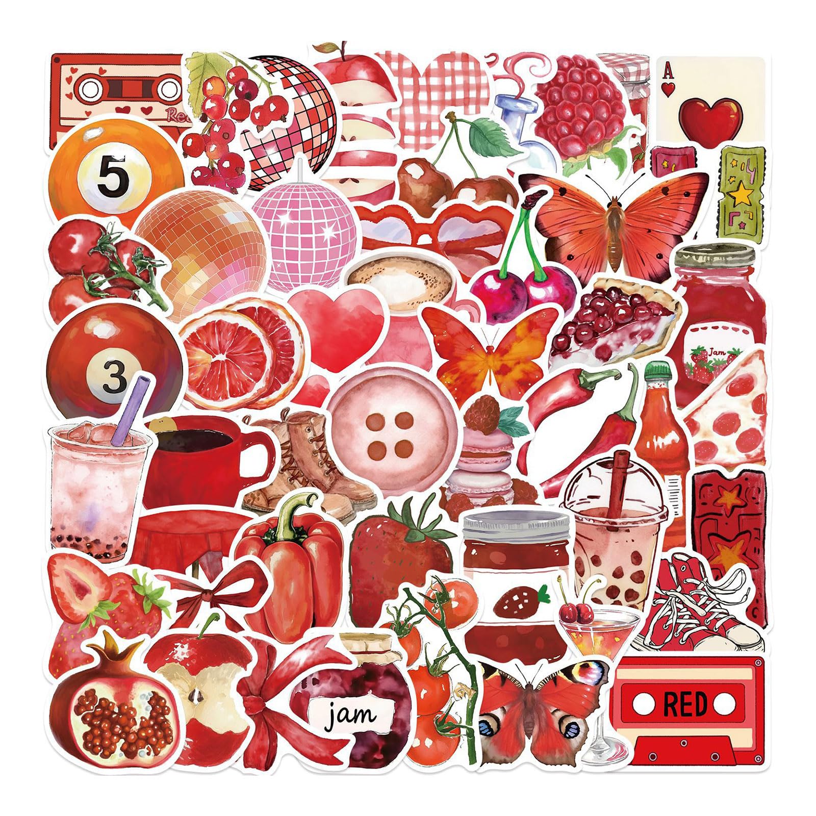 Bubaxuce 100 Pieces Red Aesthetic Stickers, Coquette Girl Decals for Water Bottles Laptop Scrapbooking Journaling