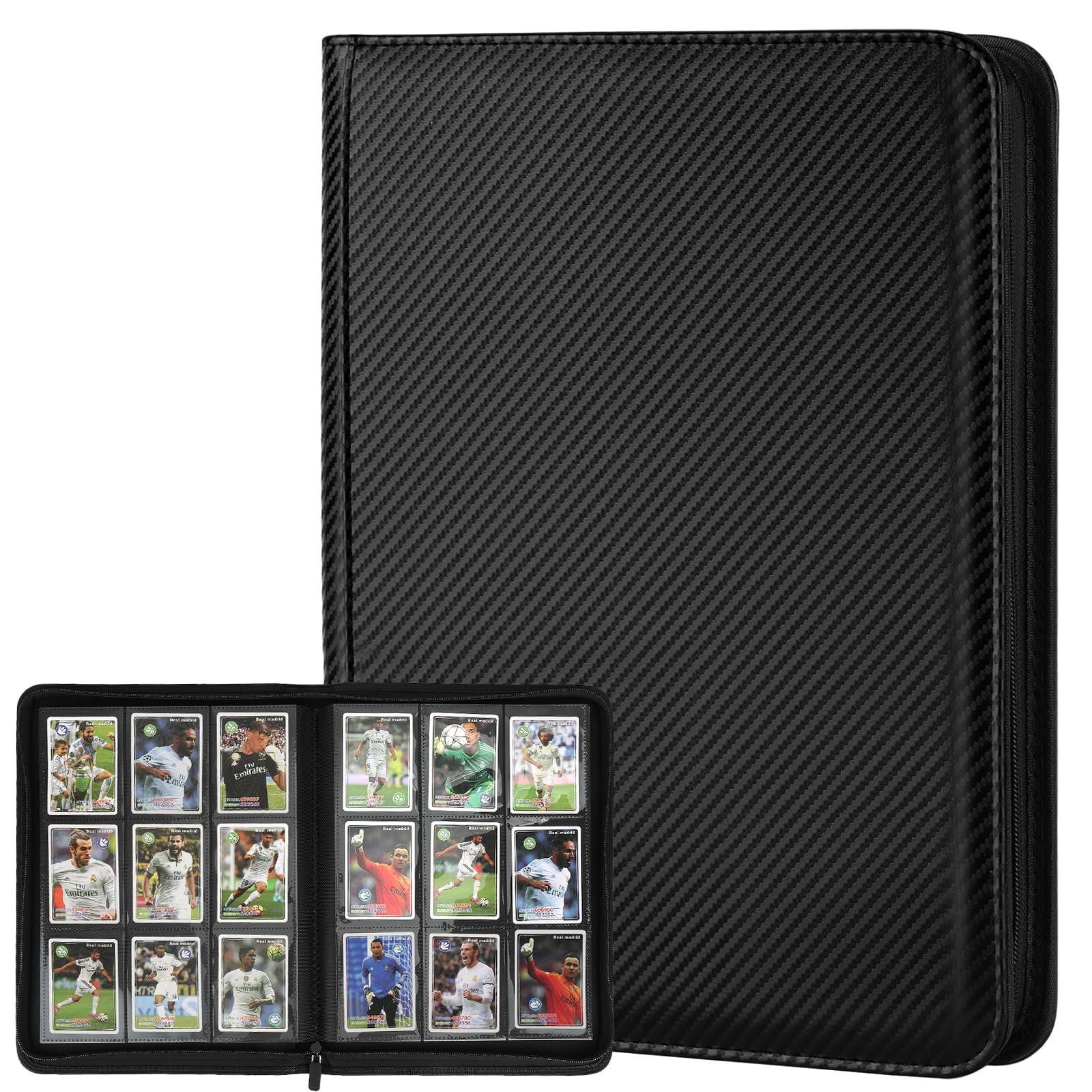 Trading Card Binder 9 Pocket, GERMUN PU Cover Card Binder for 360 Cards, Premium Trading Card Holder Folders, Double Sided Pocket Card Album for MTG, TCG (Carbon Black) — image 1