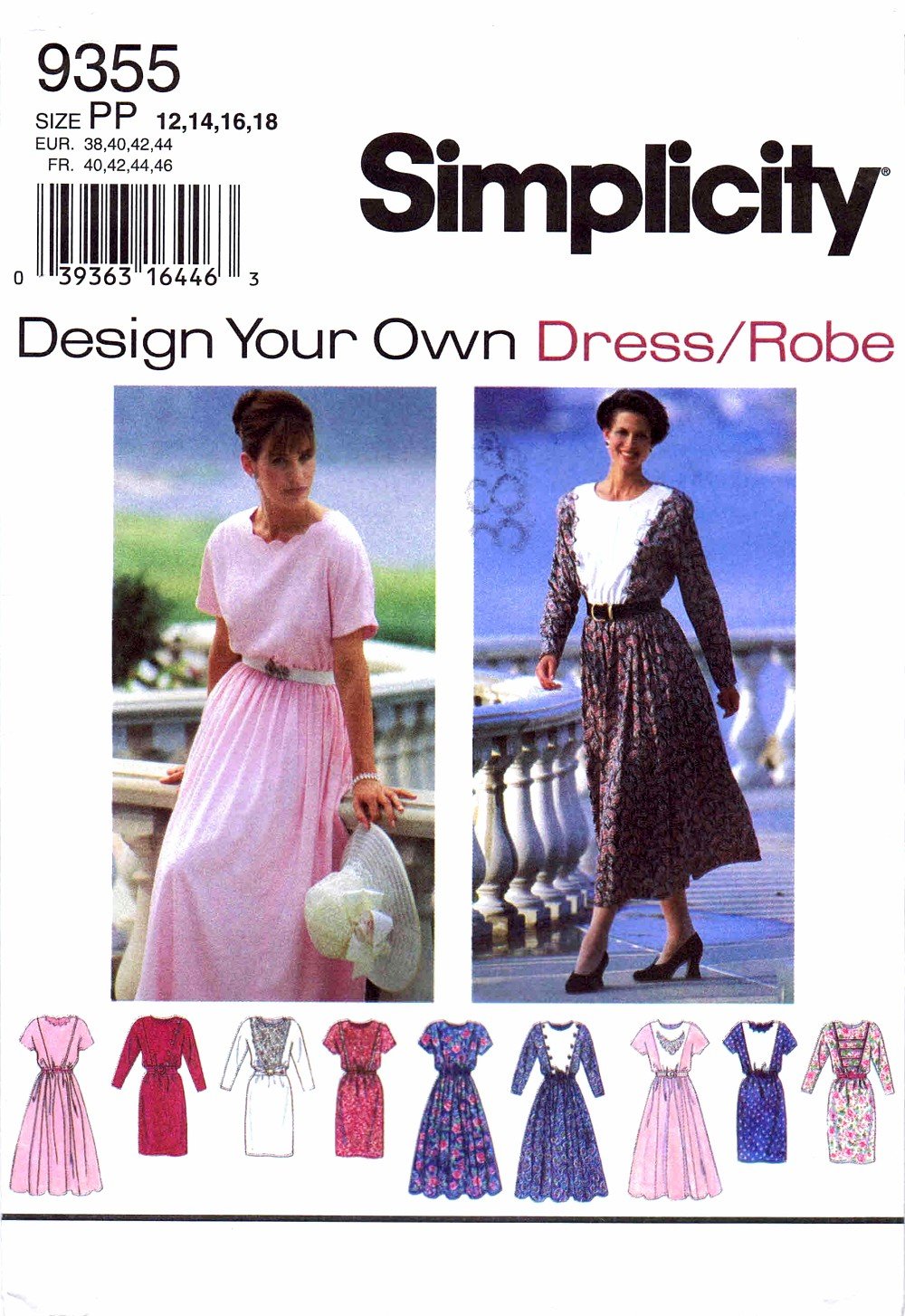 Amazon.com: 1990s Design Your Own Dress Simplicity 9355 Sewing Pattern Size  12-14 - 16-18 : Arts, Crafts & Sewing
