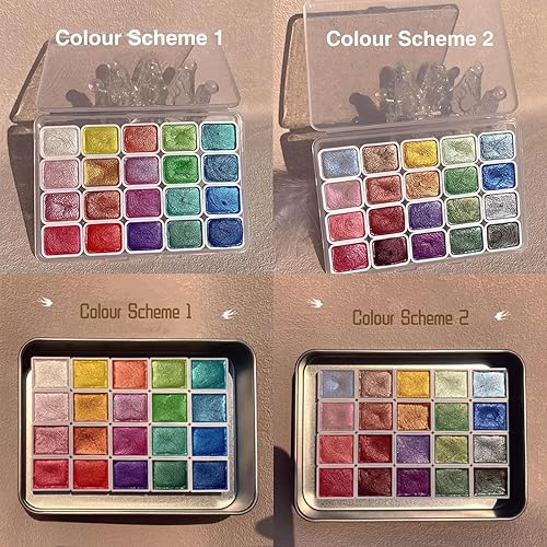 Miniatura 6 de Juego de pintura de acuarela de 20 colores, juego de pintura de acuarela metálica, juego de pintura de acuarela con purpurina, juego de pintura de