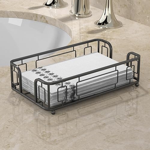 Vista 131 de Bandeja de acrílico para toallas de invitados para baño, soporte vertical para toallas de mano desechables, organizador de servilletas impermeable A