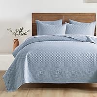 Vista 17 de HORIMOTE HOME Edredón Tamaño Twin Azul Aguamarina, Edredón Ligero para Verano de Microfibra Ultra-Suave Estilo Moderno Acolchado con Patrón de Nubes