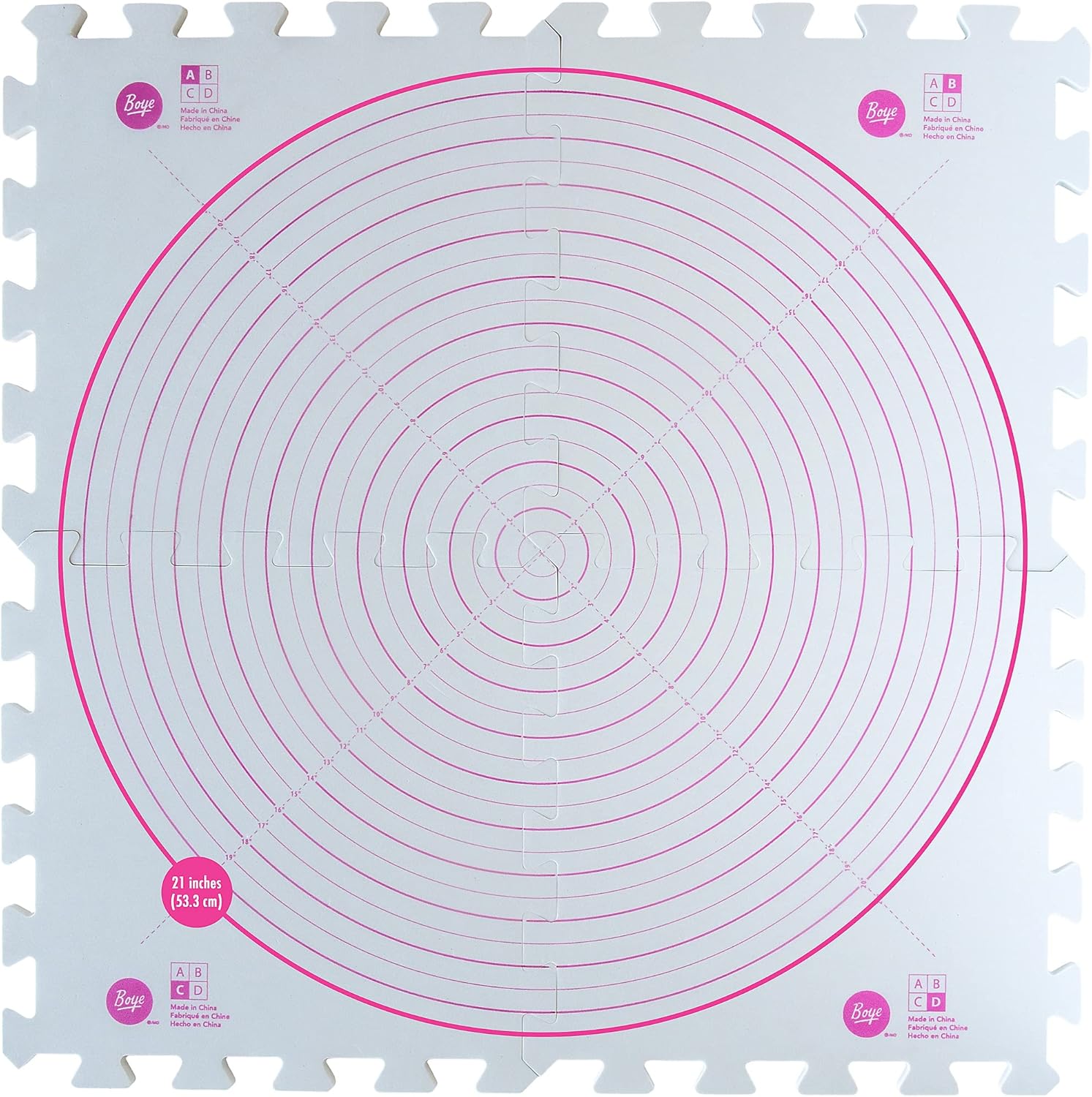 Boye 42-40166 Circular Interlocking Crochet and Knitting Blocking Boards, 12" x 12", Multicolor, 4pcs