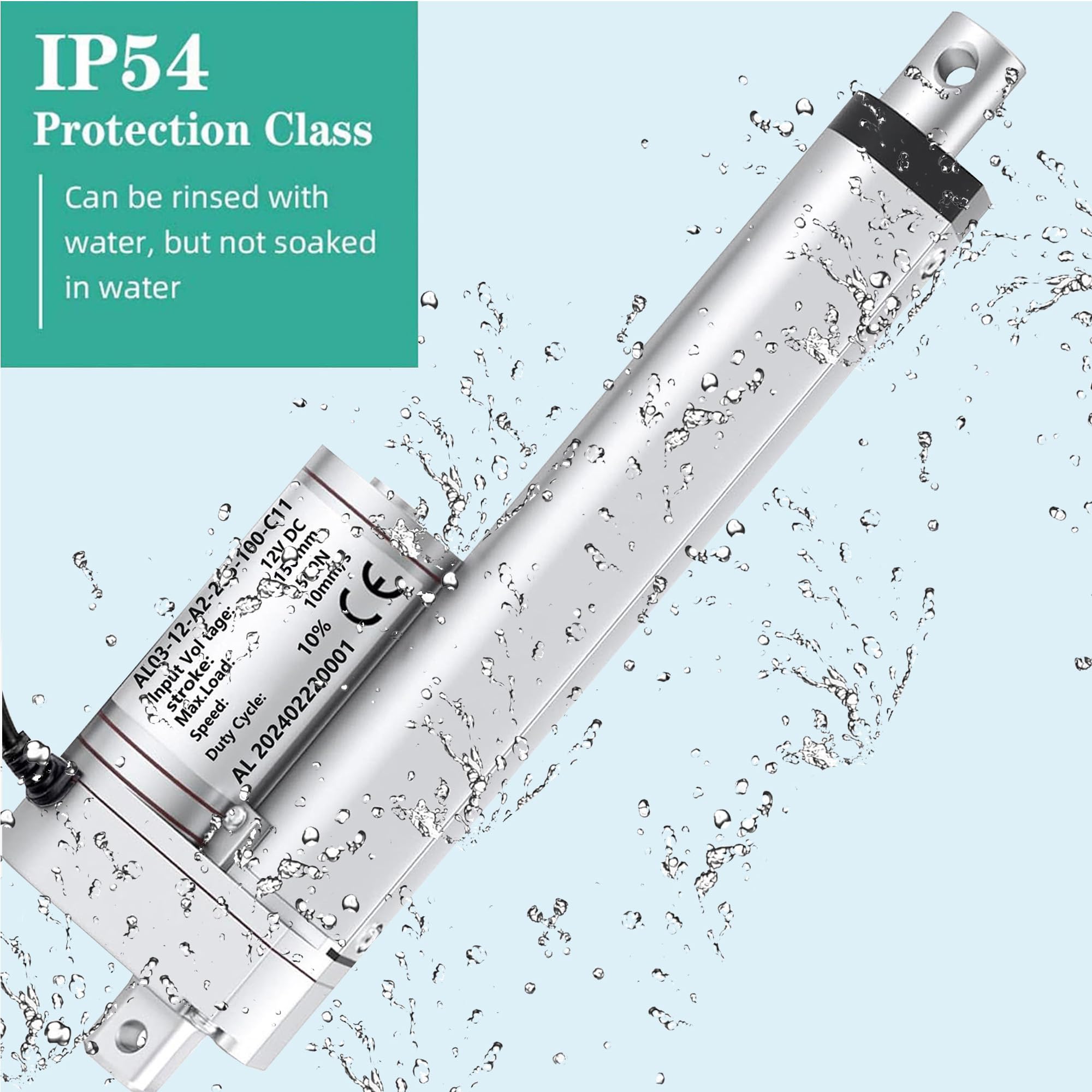 AWINLI Actionneur linéaire de 10,2 cm, robuste 91,6 kg (900N) haute vitesse 9 mm/s DC 12 V avec interrupteur à distance inversé et support de montage, pour portes industrielles, poulailler (100 mm)