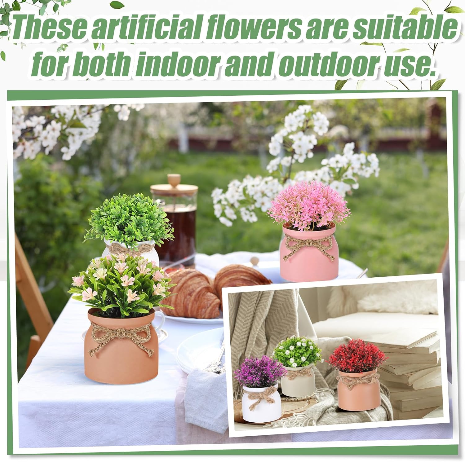 Giegxin 40 Pack Small Spring Artificial Plants Bulk, Mini Faux Potted Flowers for Wedding Favors, Bridal Shower, Party Decorations, Tiny Fake Flowers in Pots for Home Office Desk Decor, Centerpieces