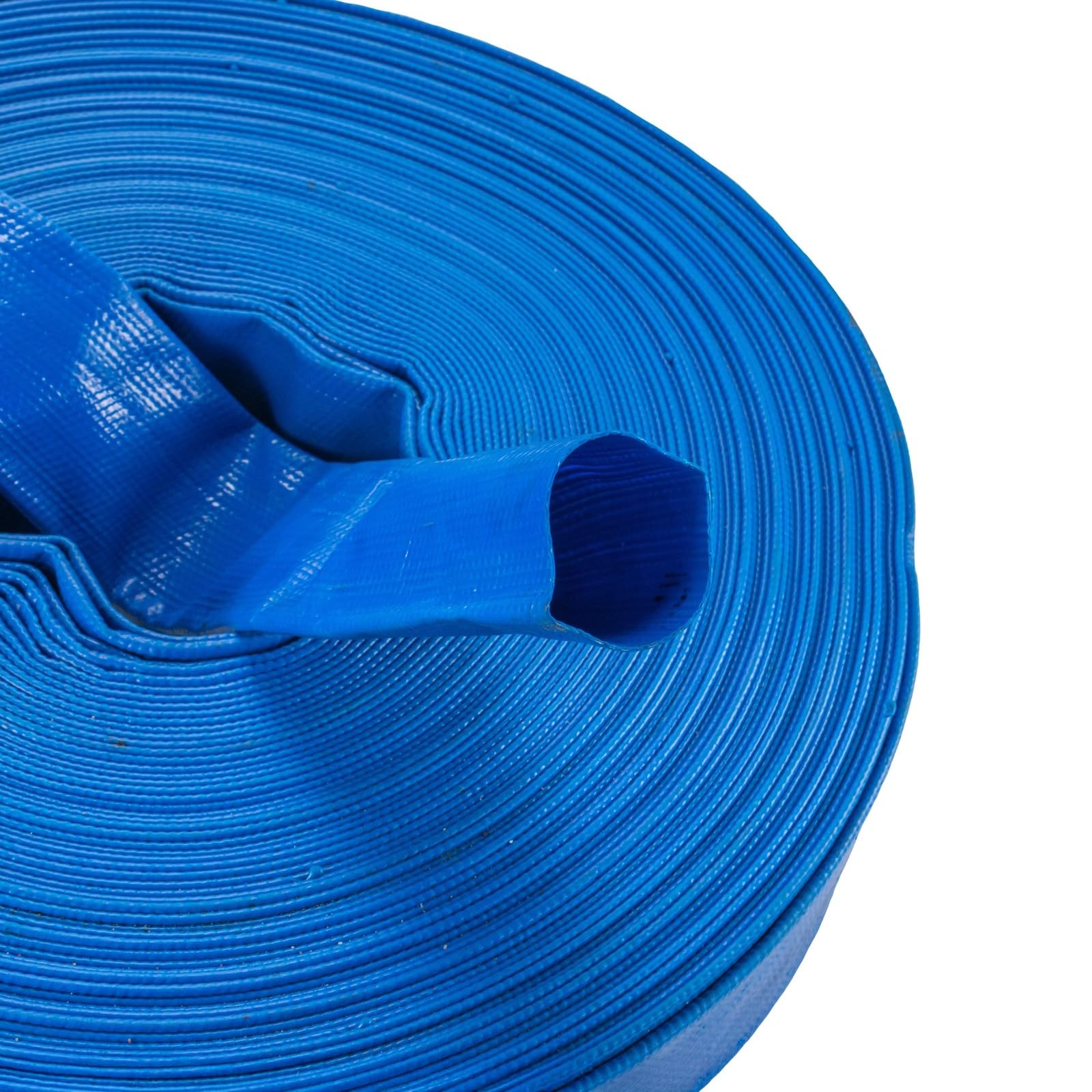 1 Inch Lay Flat Hose 50m Blue Reinforced PVC Water Discharge Hose 25mm for Irrigation Drainage Pump Water Transfer Agricultural Construction Industrial Use Working 2 Bar Burst 6 Bar