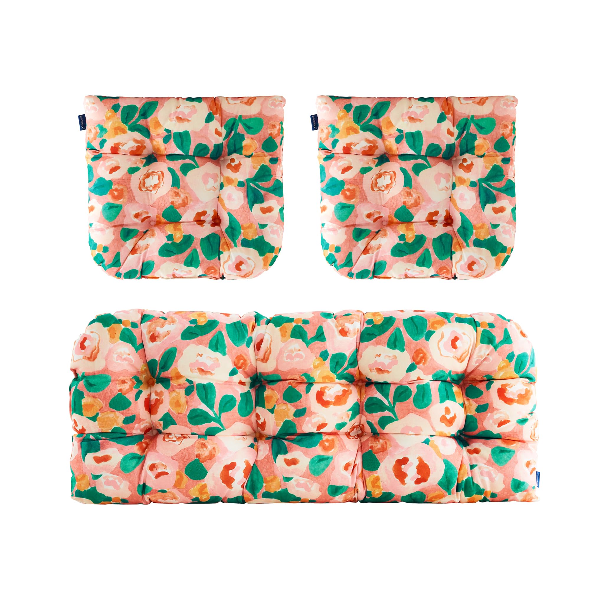 Outdoor Chair Cushions,3 Piece Loveseat Outdoor Cushions Set,Tufted/Wicker Patio Cushion for Patio Furniture All Weather,44“x19 x5,Floral
