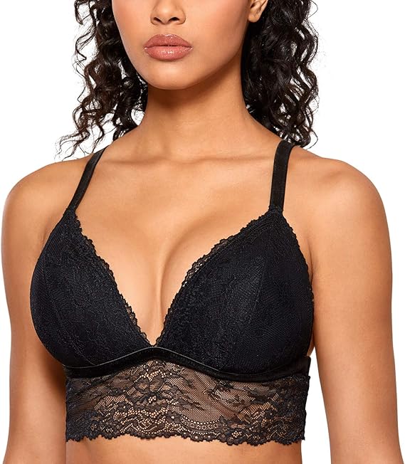 Amazon Dobreva ブラレット レディース ブラジャー 花柄レース 薄手 取り外せるパッド ノンワイヤーブラ レースブラ お洒落 ブラジャー 通販