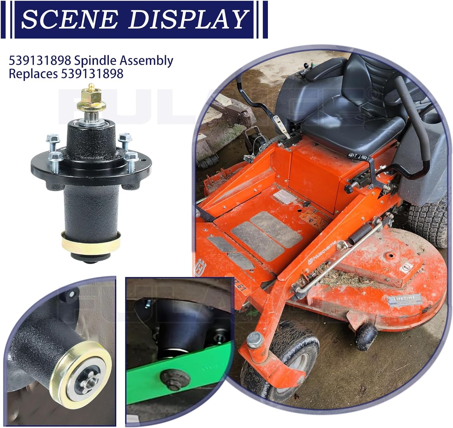 2 Pack 539131898 Spindle Assembly Replaces Husqvarna 539131898 Husqvarna Spindle Assembly for Husqvarna Z248F, Z242F, MZ61, MZT61, MZT 61, MZT52, MZ6128, TS354XD, TS348XD,YT48DXLS Lawn Mowers