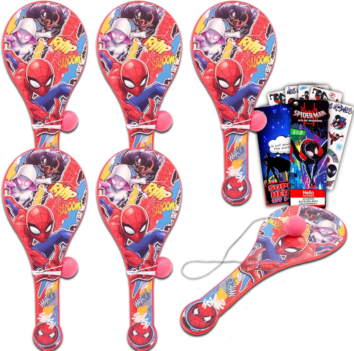 Marvel Shop Spiderman Paddle Ball Party Favors Bundle