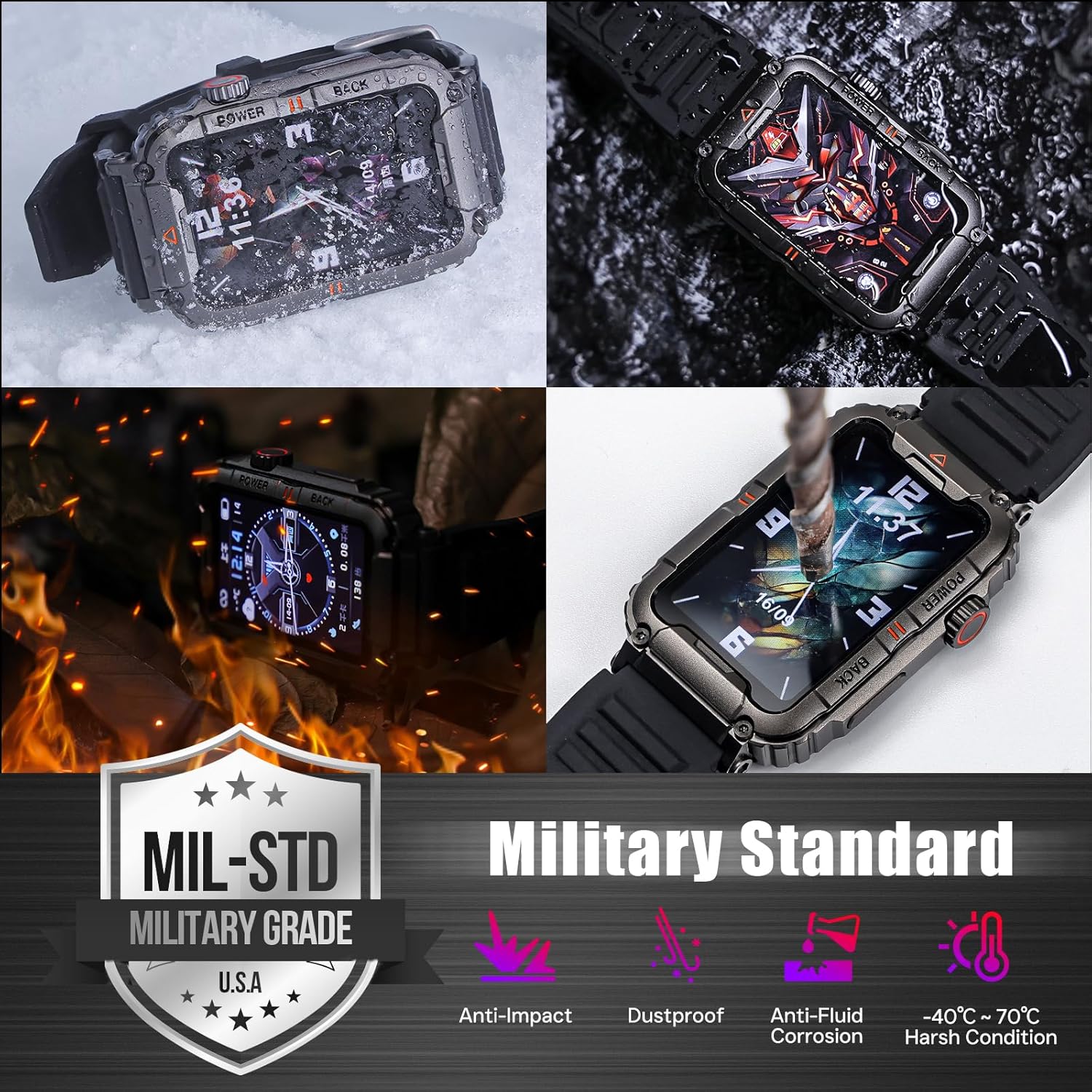 Military standard durability features of the smartwatch