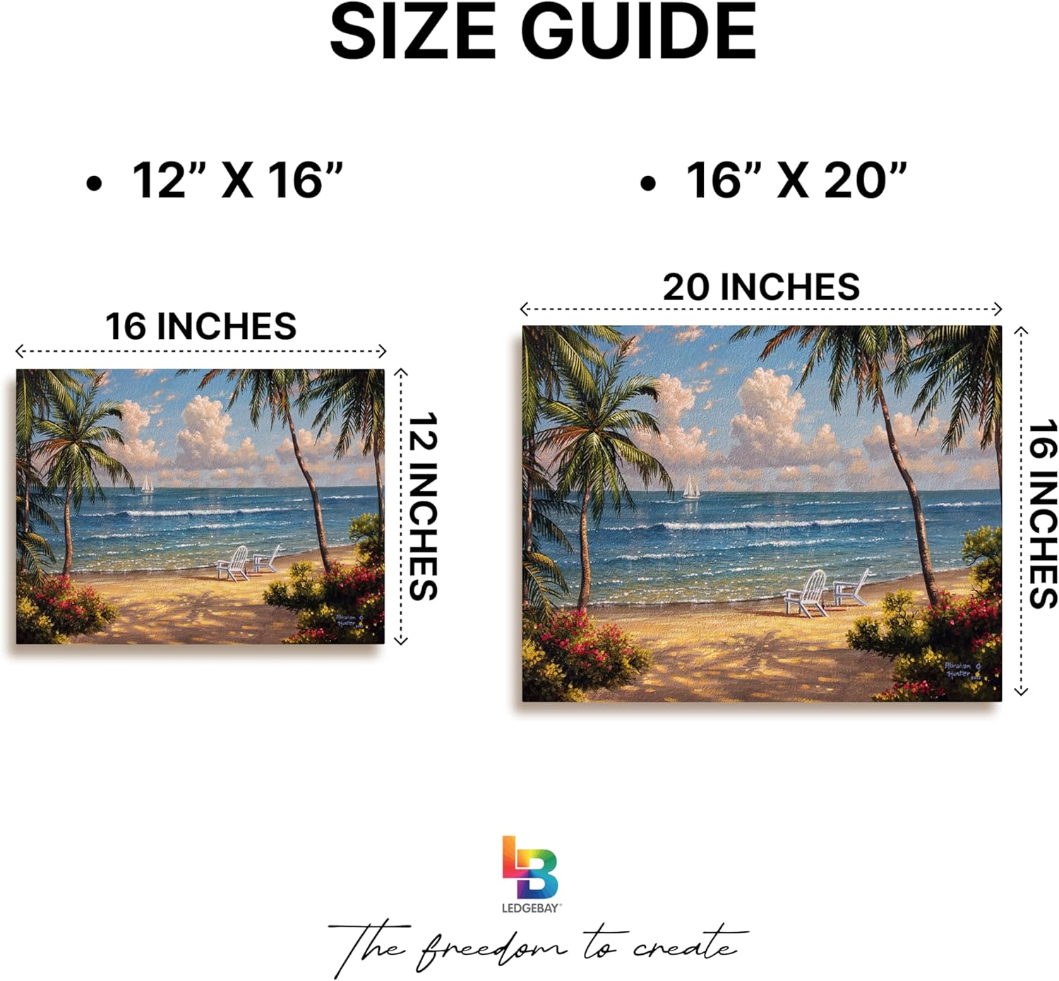Ledgebay DIY Paint by Numbers Kit for Adults Framed Canvas: Beginner to Advanced Paint by Numbers Kit, Kits Include Acrylic Paint Set Brushes Tabletop Easel (Seaside Paradise 16" x 20" Framed)