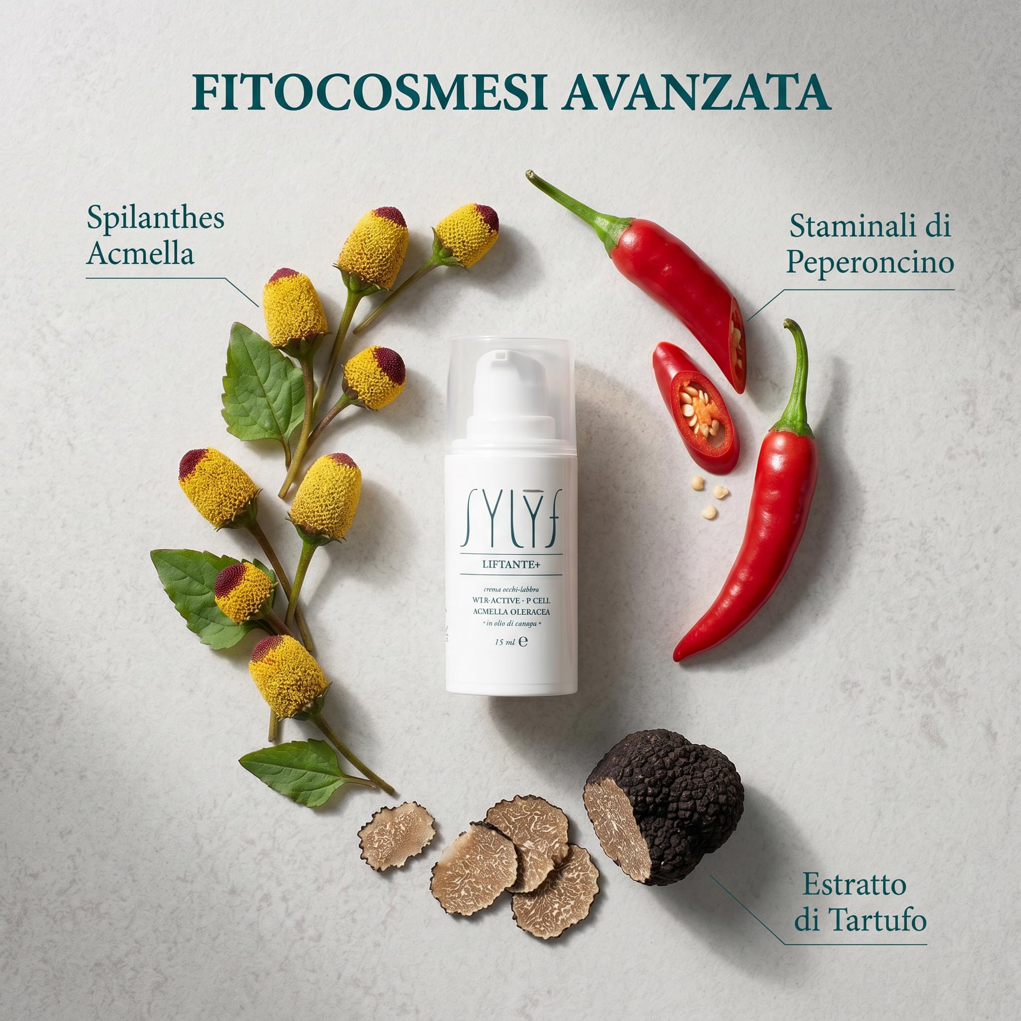 SYLYF Crema Liftante Contorno Occhi e Labbra Liftante Anti-Età 15 ml | Effetto lifting | rughe d'espressione | borse e occhiaie | Acmella Oleracea, estratto di tartufo bianco