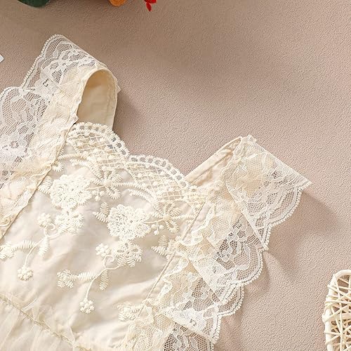 Miniatura 4 de Vestido de tutú de tul con encaje floral para bebé recién nacida, para el primer cumpleaños, vestido de verano para niña