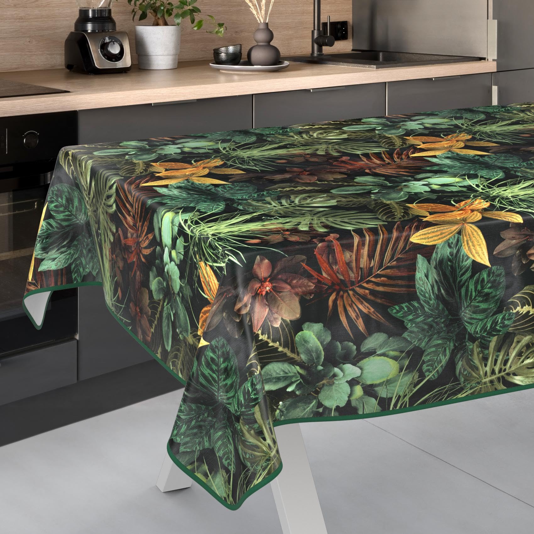 Wachstuchtischdecke Tischdecke abwaschbar Wachstischdecke pflegeleicht wasserabweisend Lotuseffekt Gartentischdecke Tropia 260 x 140 cm mit Saum (Eingefasst)