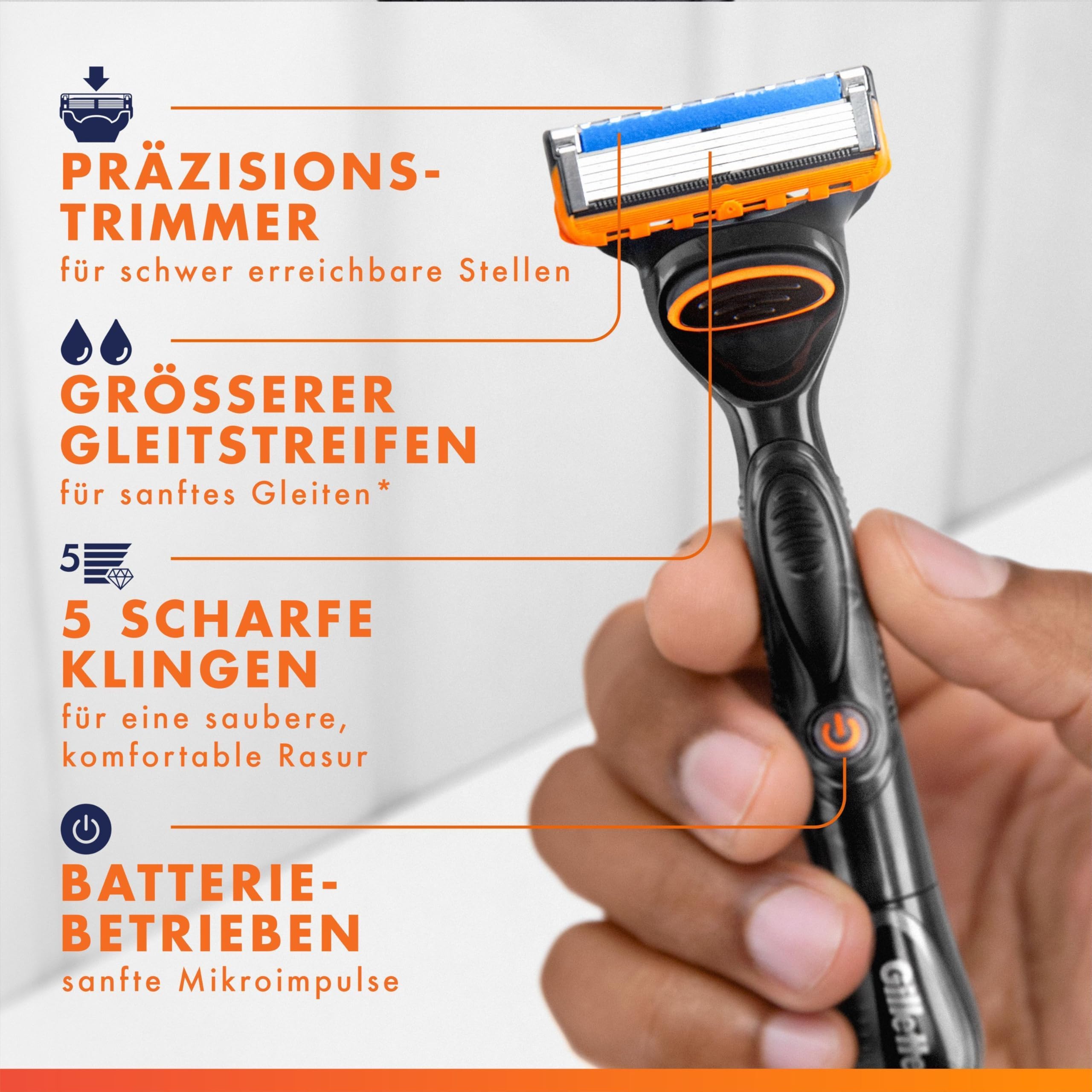 Gillette Fusion 5 Power Rasierer Herren, Nassrasierer, Metall, Schwarz - Herrenrasierer, Inkl. 1 Handstück, 12 Rasierklingen mit Gleitstreifen Und 5 Klingen für Eine Gründliche, Langanhaltende Rasur