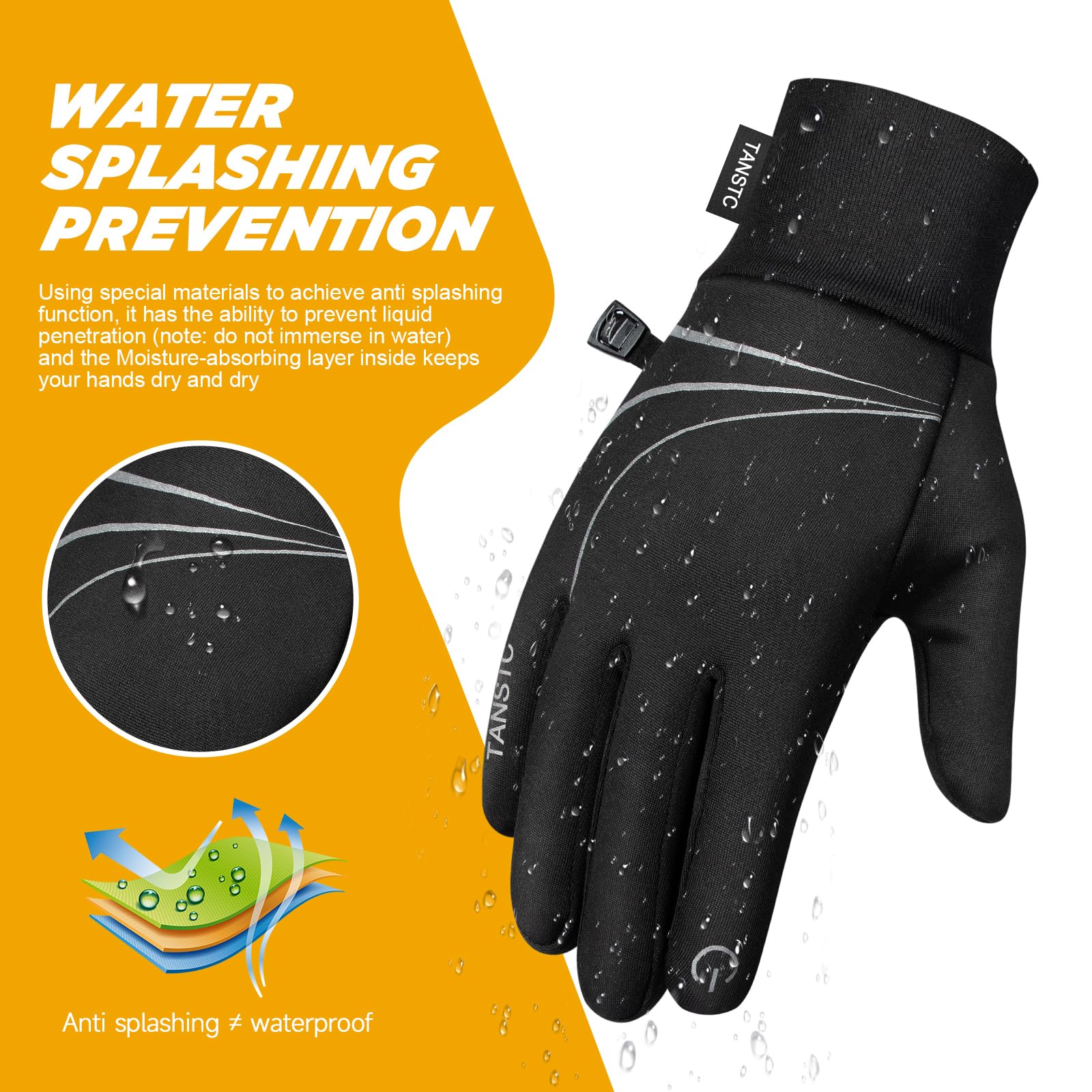 TANSTC Gants Hiver Homme Femme Chauffants, Gants Doublure Thermiques, Gants à Écran Tactile Sportive Antidérapant