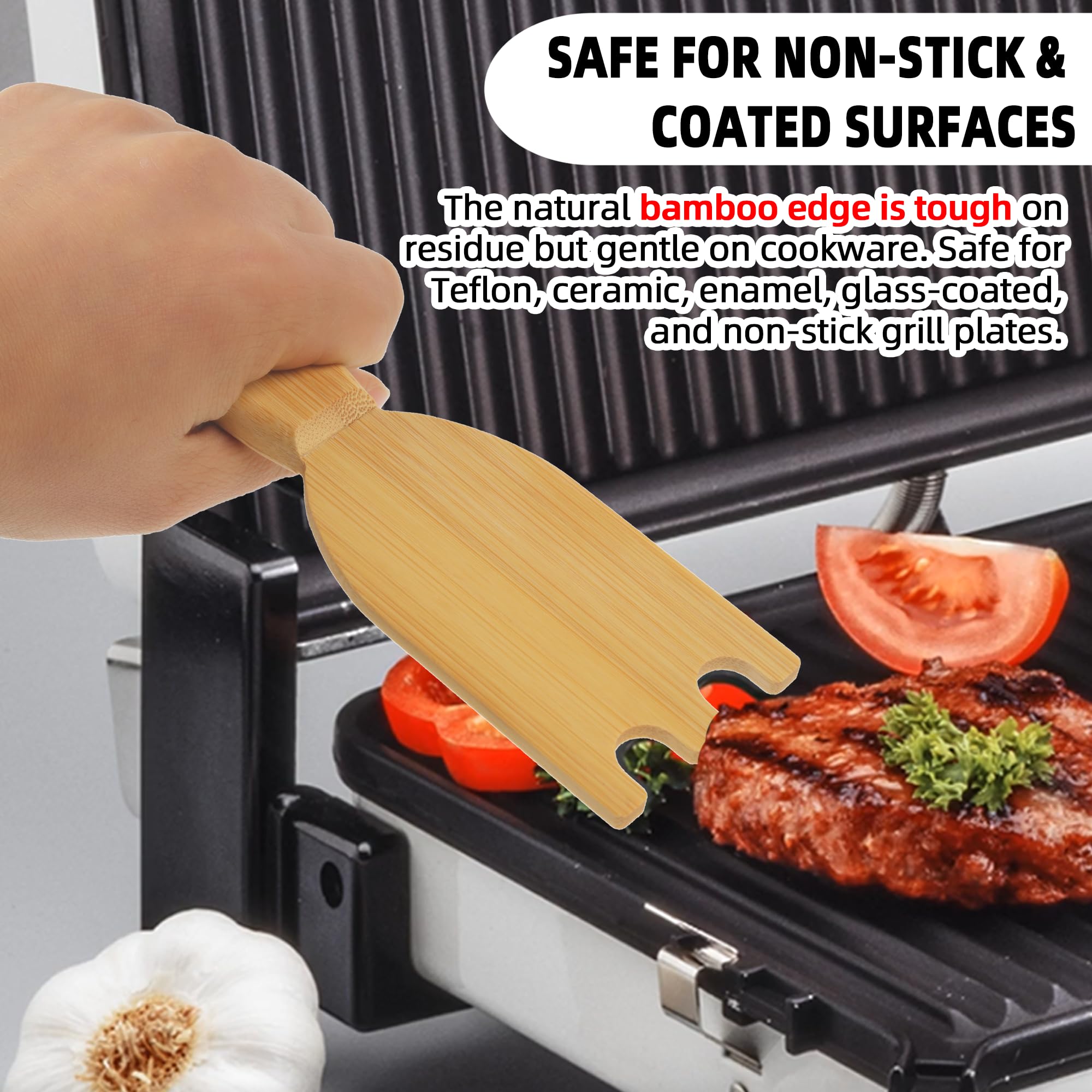 Bamboo Grill Scraper - Clean George Foreman & More -5