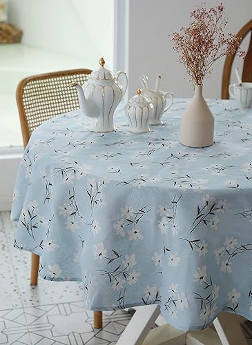 Vista 6 de Pastoral Round Tablecloth - 60 Inch Dia. - Linen Fabric Table Cloth - Washable Table Cover with Dust-Proof Wrinkle Resistant for Restaurant, Picnic