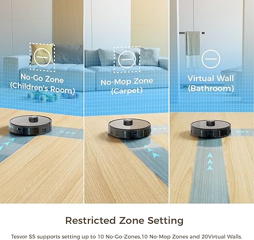 Miniatura 7 de Tesvor Robot aspirador y trapeador combinado con la última navegación láser 3 en 1 X580S aspiradora robótica (3000Pa - X580S)