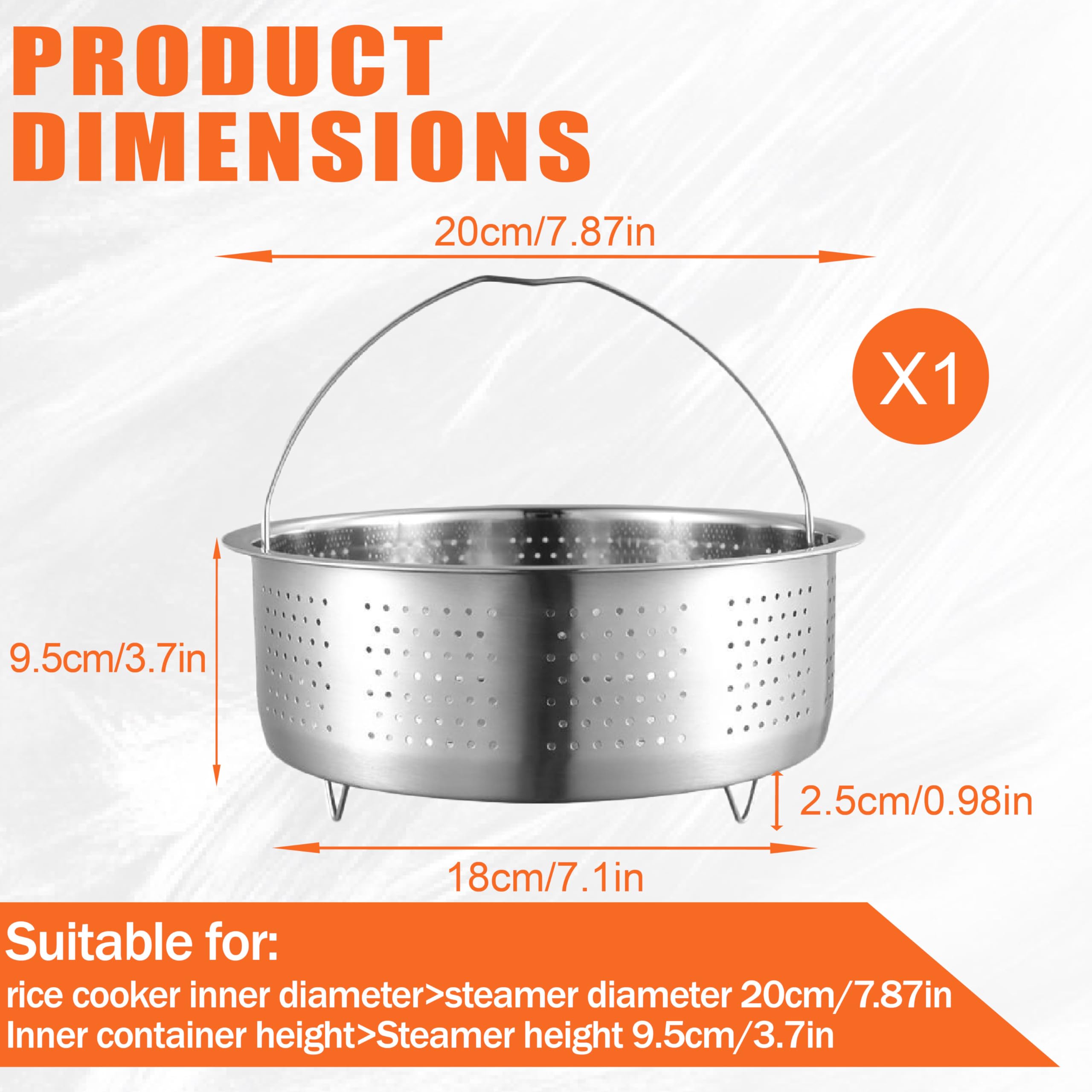Vaporera de 20 cm de acero inoxidable 304, la versátil bandeja de vapor y bandeja de vapor para ollas. Ideal como cesta de vapor en olla a presión para guisar verduras, frutas y huevos