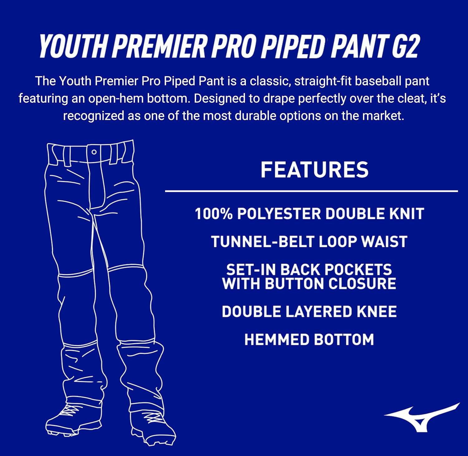 Mizuno Youth Premier Pro Piped G2 Baseball Pant - Image 7