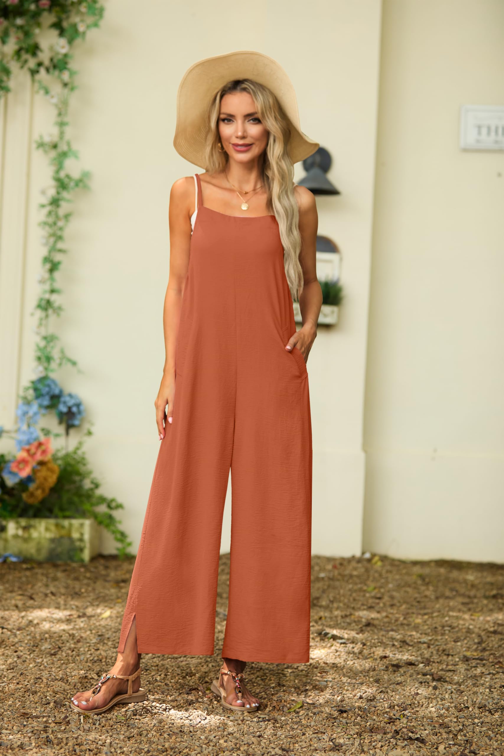 Lepunuo Womens Casual Loose Jumpsuits Summer Boho Wide Leg Rompers