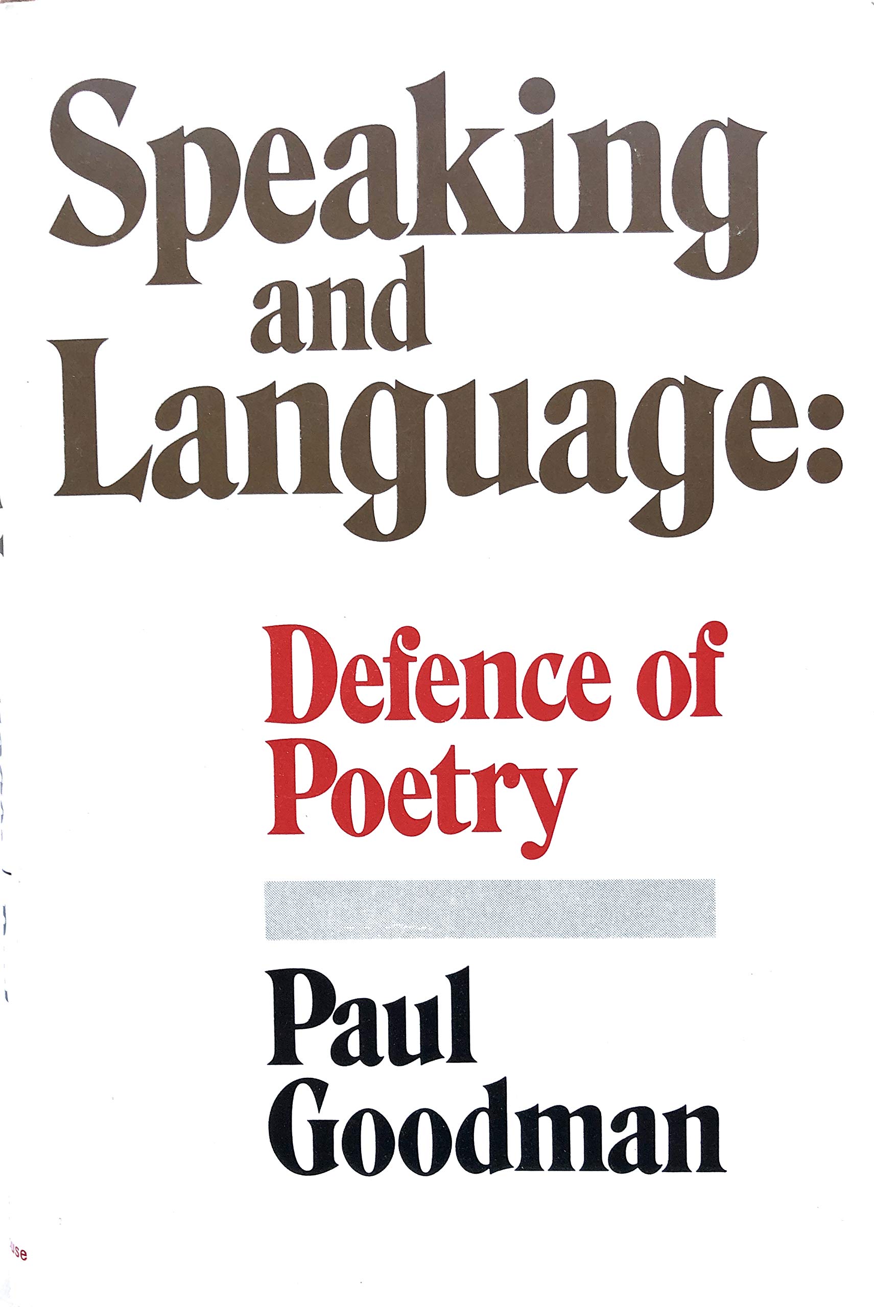 Buy Speaking and language: defence of poetry — BookShops.in