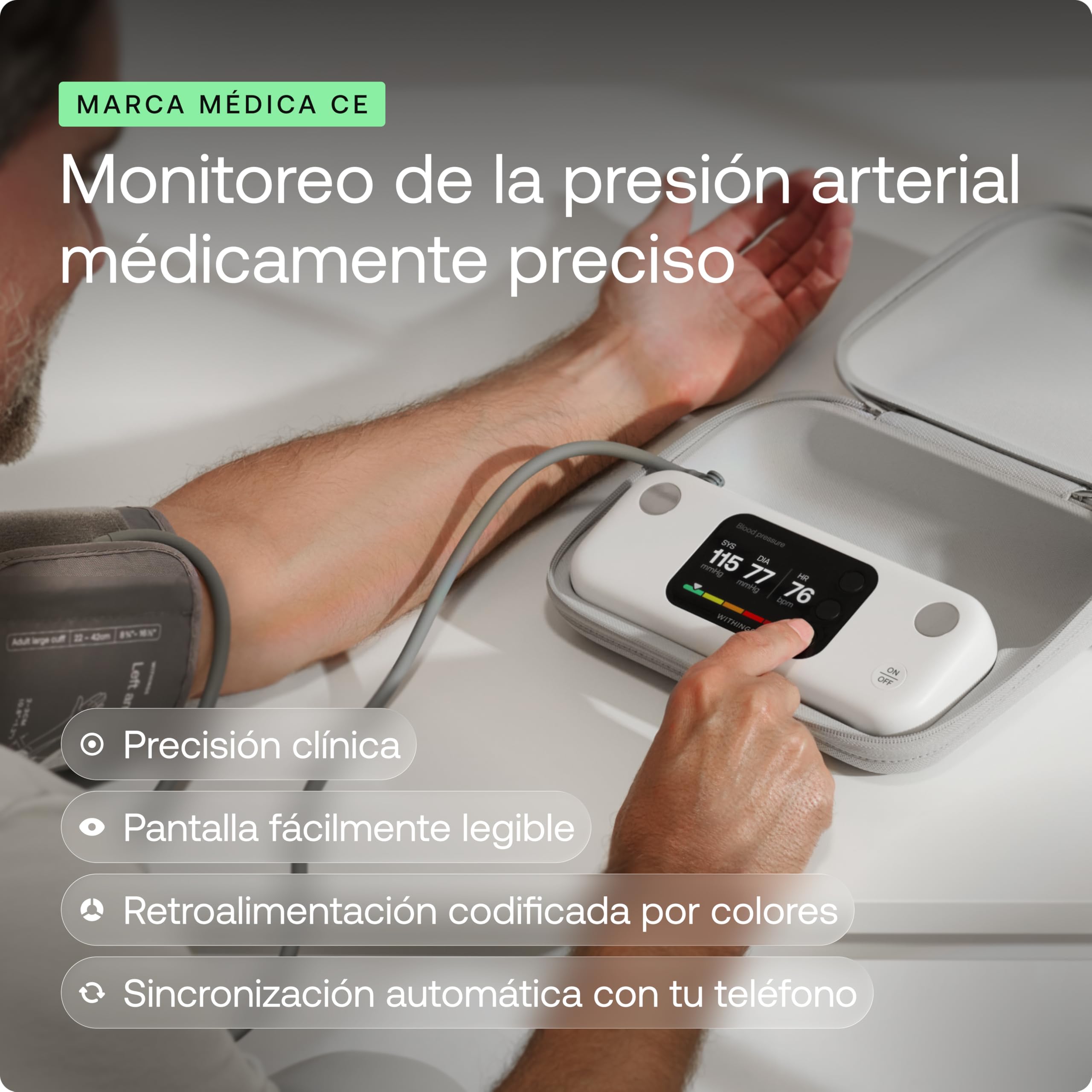 Withings BPM Vision - Monitor de Presión Arterial Inteligente | Dispositivo de monitorización cardíaca con ECG y detección de Fibrilación Auricular | Wi-Fi y Bluetooth | iOS y Android