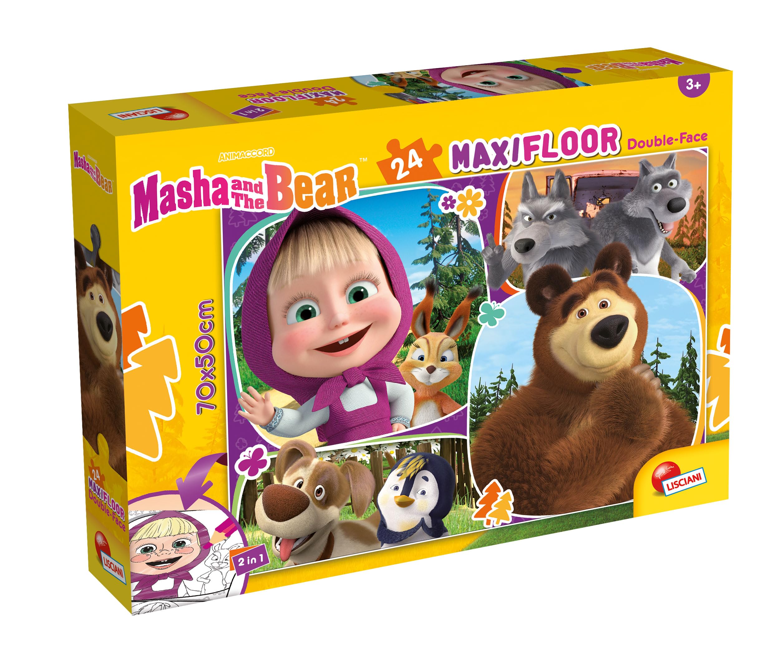 Lisciani - MASHA AND MICHKA MaxiFloor Puzzle - Giant 24 Piece Puzzle for Children from 3 years - 70cm x 50cm - Educational Game - Birthday Gift Idea - Creative Activity - Develops Patience