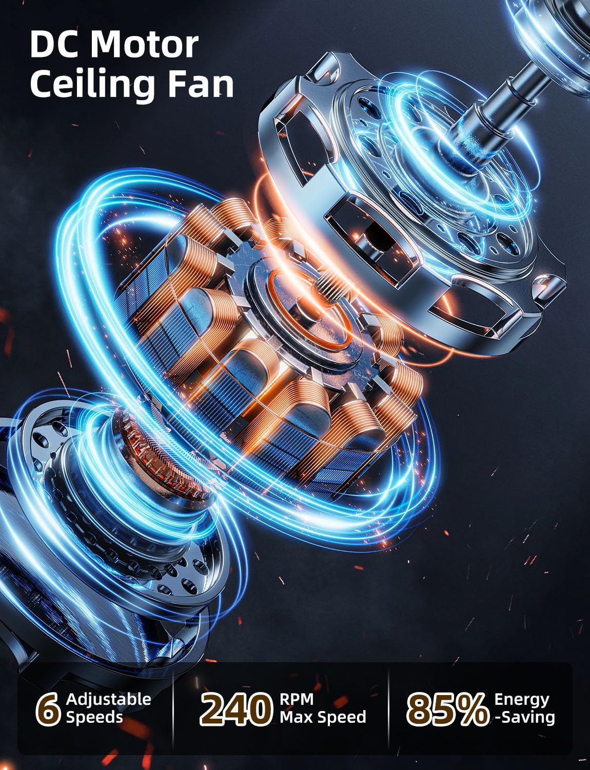 42 inch Smart Ceiling Fan with Light Low Profile Flush Mount with Remote Control Ultra-Quiet Reversible DC Motor — view 7