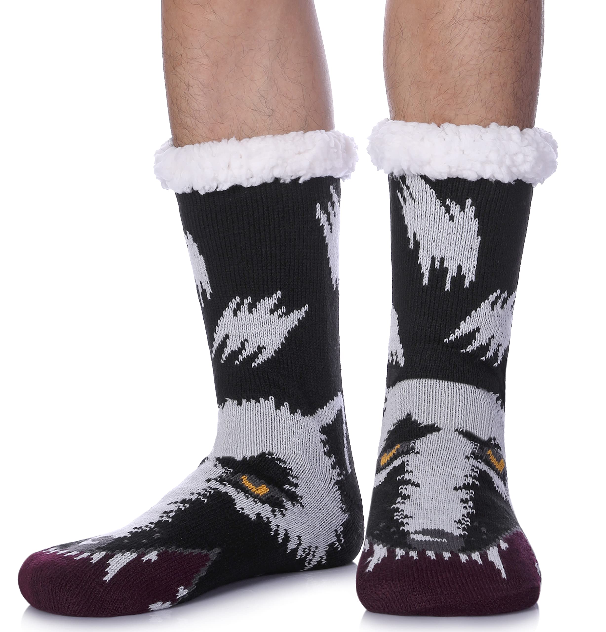 Dosoni Women's Winter Fuzzy Slipper Socks Non Slip Soft Cozy Fleece Lining Knit Thick Warm Christmas Socks