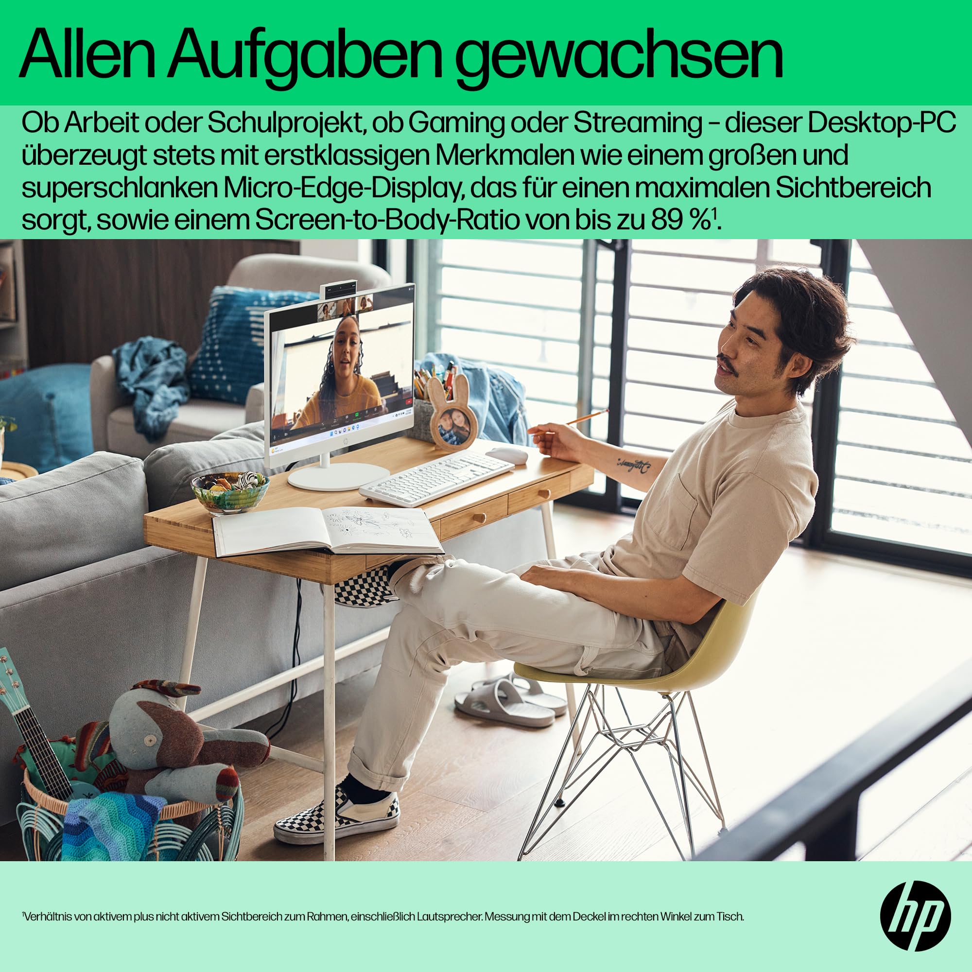 HP All-in-One PC | 23,8" FHD-Display | Intel Core i5-1335U | 16 GB DDR4 RAM | 512 GB SSD | Intel Iris Xe-Grafikkarte | Windows 11 Home | Weiß