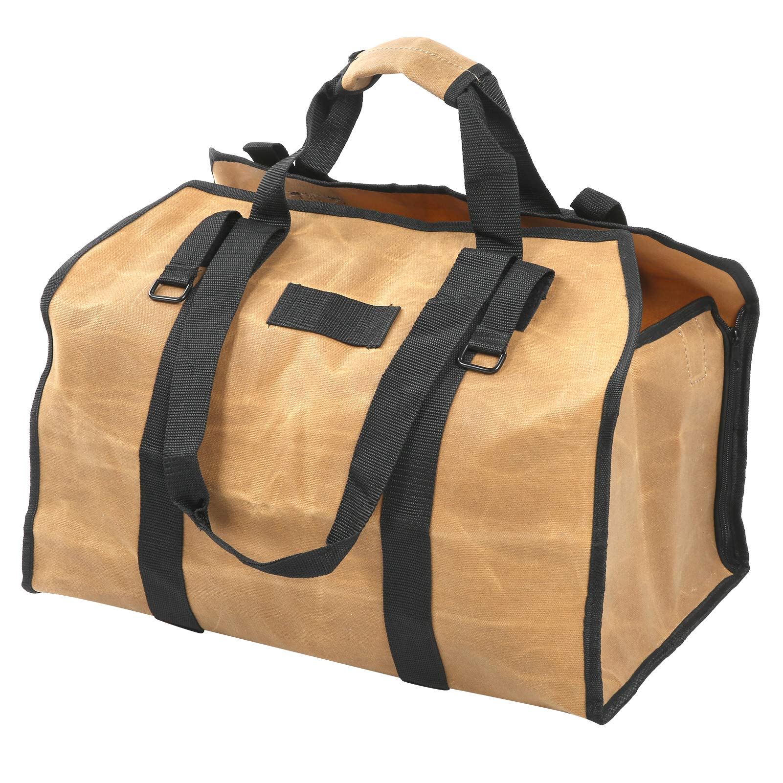 Canvas Firewood Log Carrier, Portable Dual Purpose Camping Firewood Bag Waxed Canvas Soil 109x48 cm
