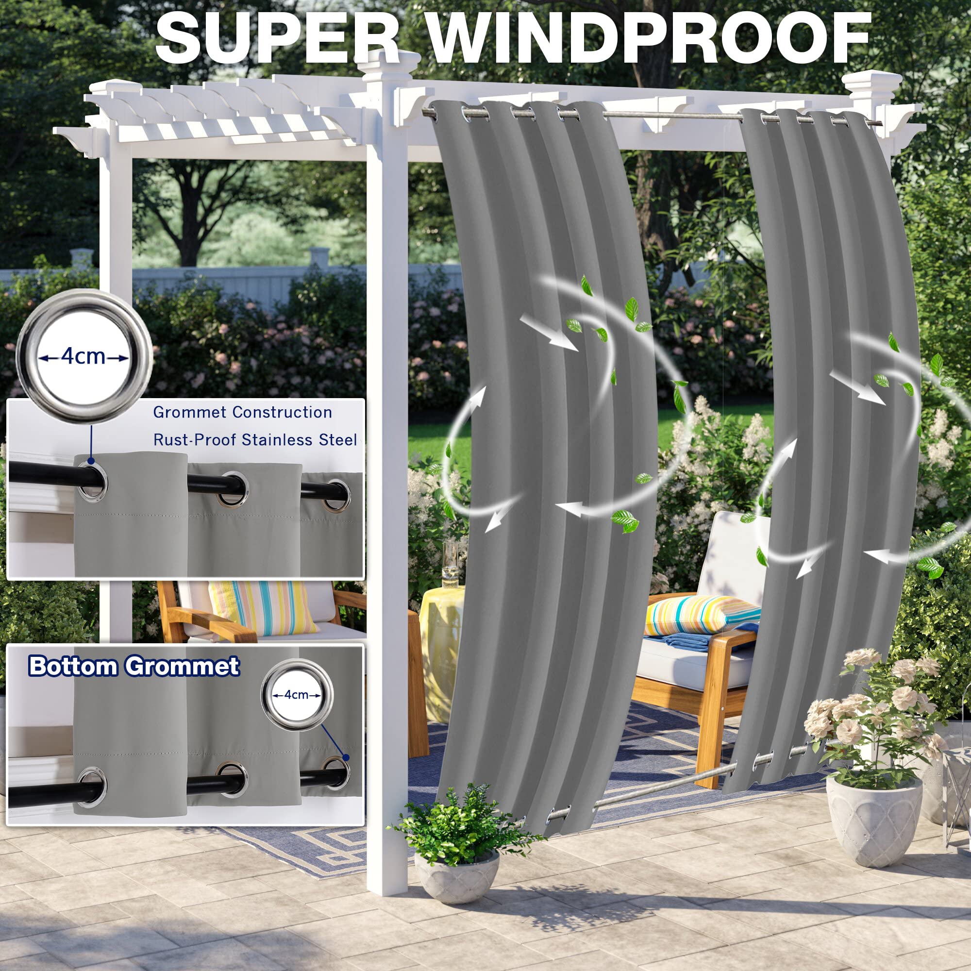 Tenda Esterna Impermeabile Con Occhielli - Privacy Per Balconi, Verande, Pergole, Beige