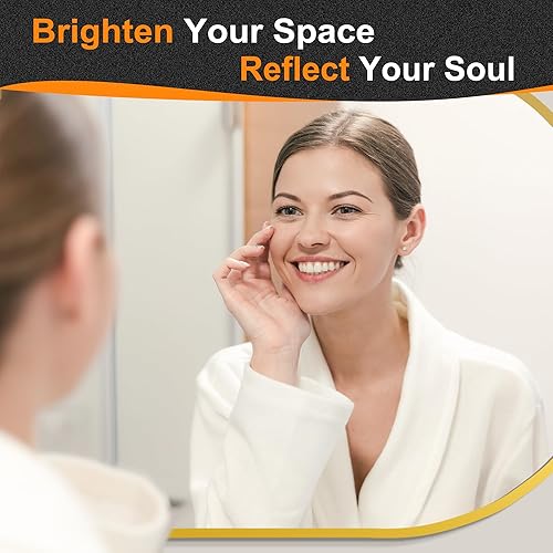 Miniatura 5 de Espejo de baño para pared, 30 x 20 pulgadas, espejo ovalado dorado para dormitorio, entrada, baño, espejo de tocador con marco de metal