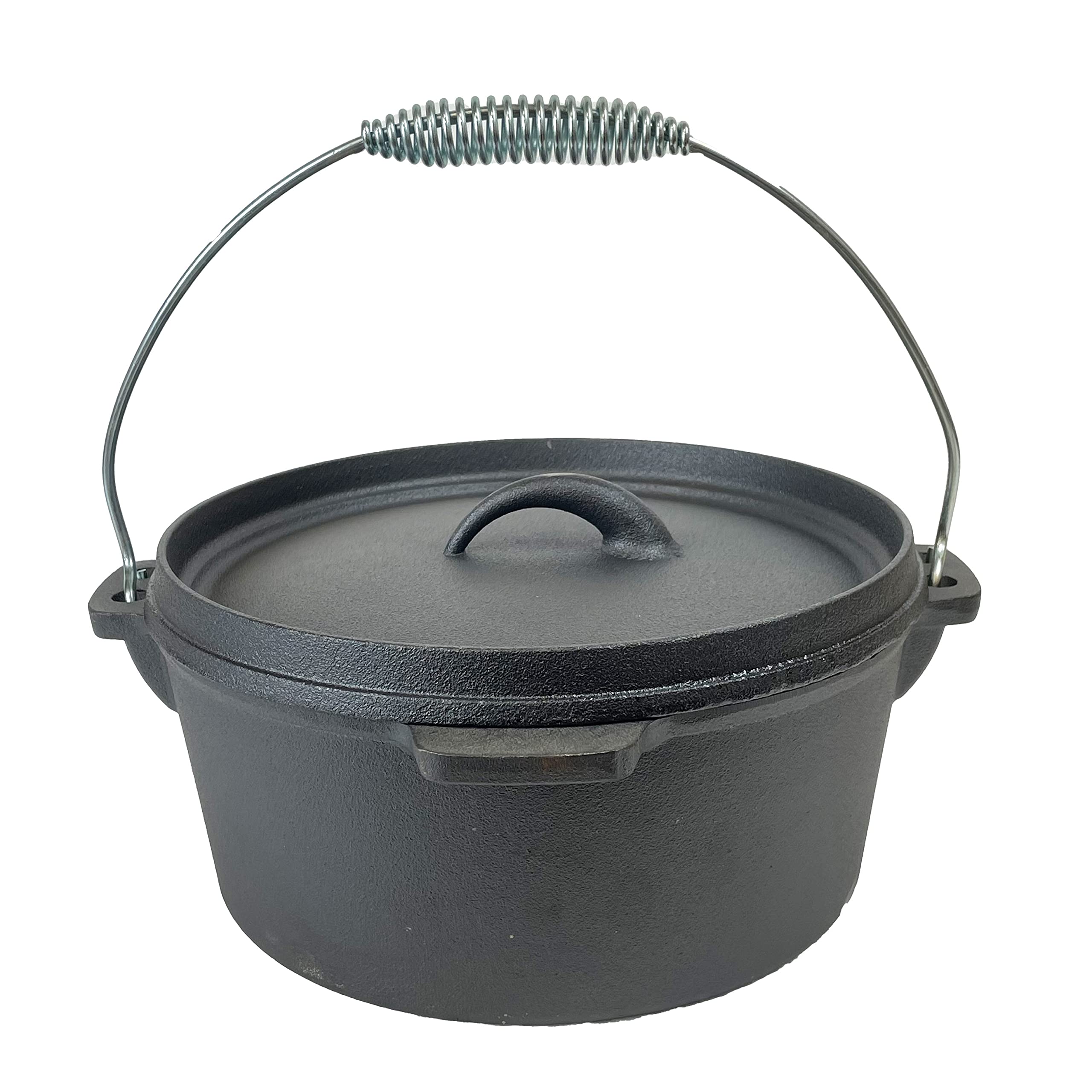 CuisilandCast Iron Lip Lid Flat Bottom Dutch Oven 4.5 Quarts