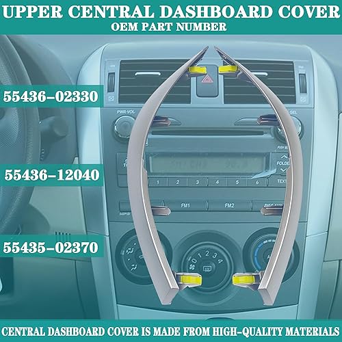 Miniatura 2 de 2 tiras para tablero central superior de automóvil, compatibles con Toyota Corolla 2009 2010 2011 2012 2013 Reemplazo # 55436-12040 55436-02330