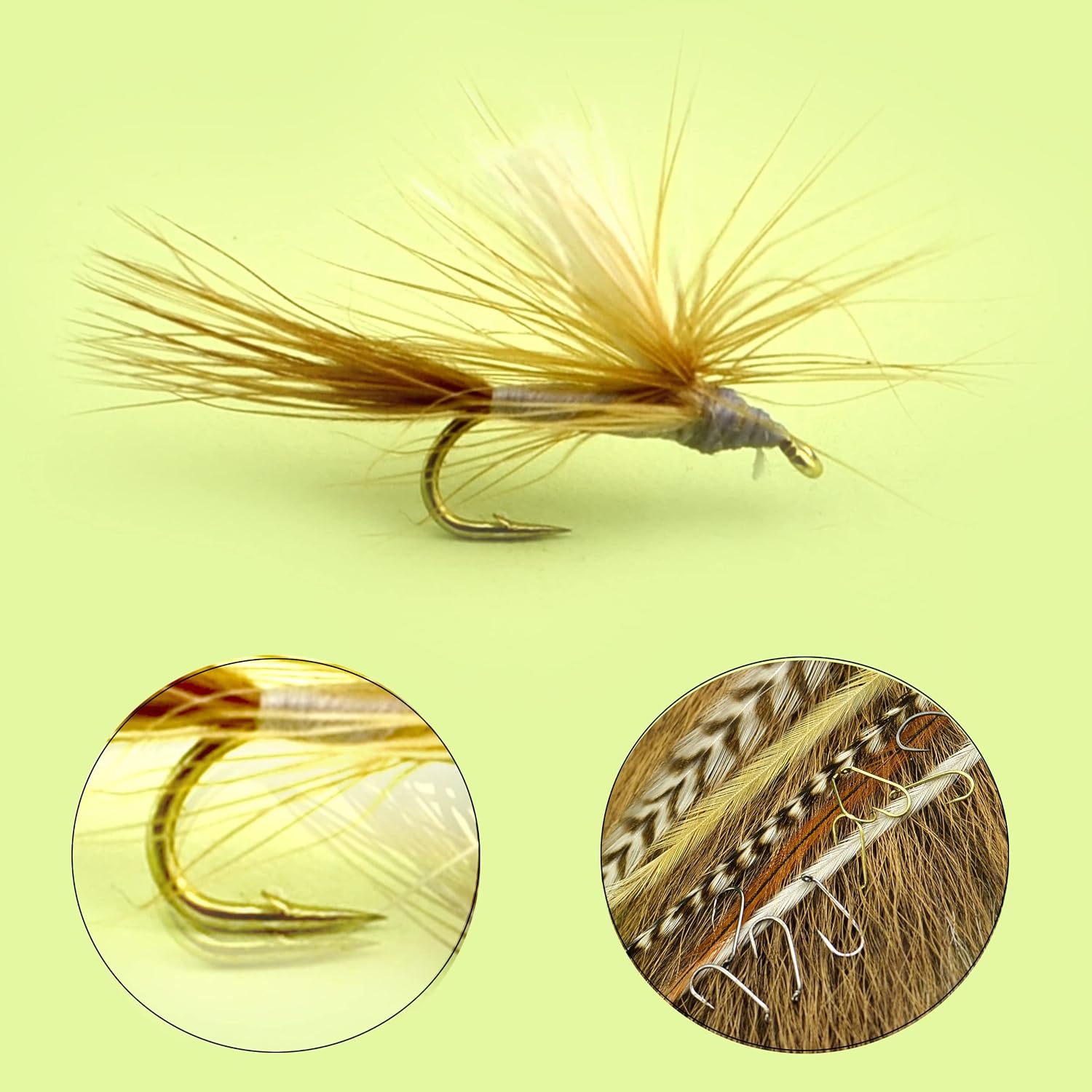 Fly Fishing Dry Flies/A Dozen/Caddis Parachute/DORATO Hare's Ear/ELK Hari/GRIFFITH'S GNAT/HEMMINGWAY/Parachute Adams/Royal Coachman/PEG'S Midge (Parachute/Caddis/Adamsd)