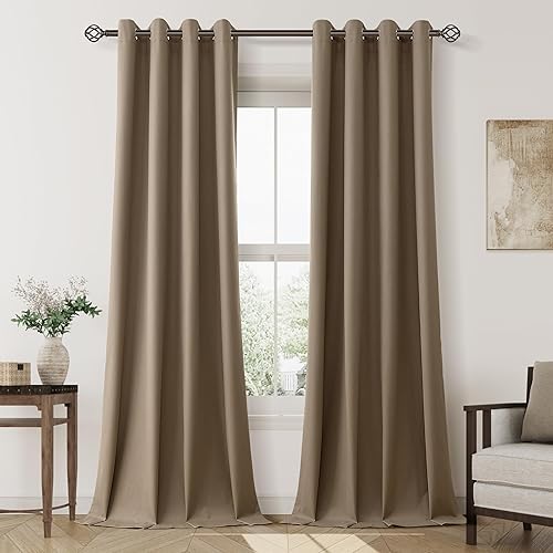 Miniatura 31 de Ivory Linen Blackout Curtains 102 Length 2 Panels Set for Living Room Bedroom, 100% Black Out Thermal Insulated Linen Drapes, Room Darkening Grommet